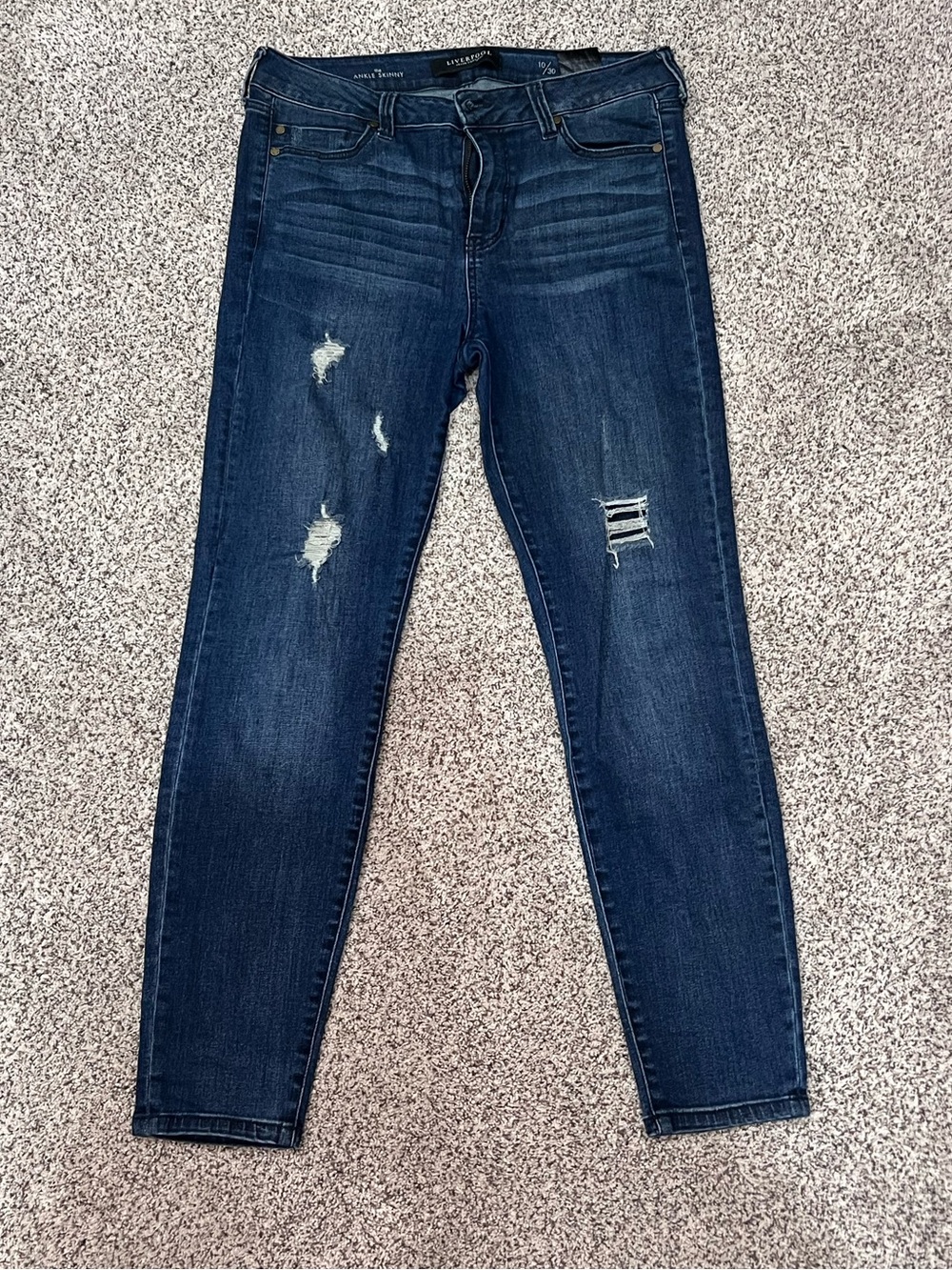 Liverpool Jeans Company Dark Blue Distressed Skinny Jeans size 10 / 30